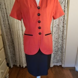 Kate McNaughton Petite Red & Black Suit.